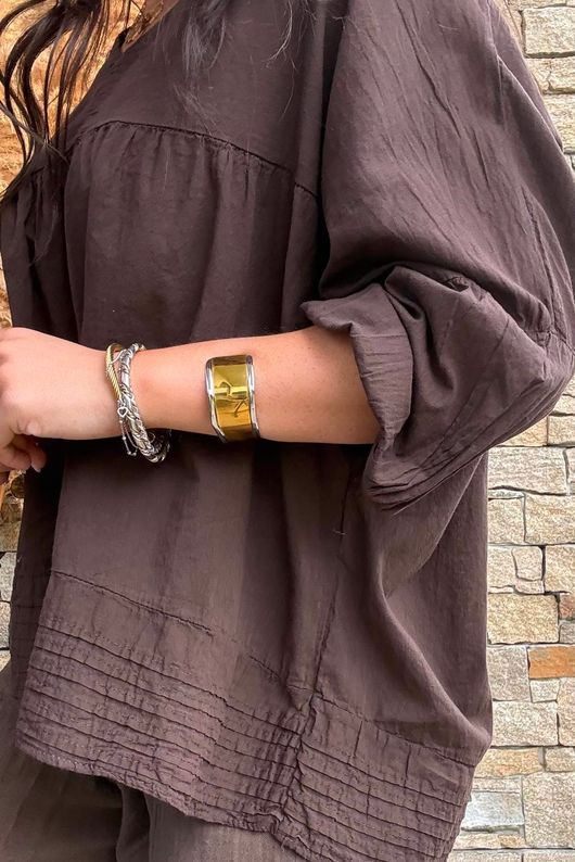 Prairie Pintuck Cotton Smock Chocolate